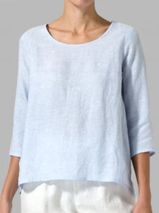 Loose Cotton And Linen Women'S Top