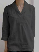 Load image into Gallery viewer, Solid color cotton and linen doll collar women's blouse