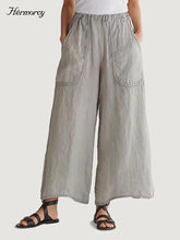 Load image into Gallery viewer, Women&#39;S Cotton And Linen Trousers With Solid Color Pockets