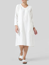 Load image into Gallery viewer, Loose V-Neck Women&#39;S Cotton And Linen Dress