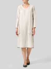 Load image into Gallery viewer, Loose V-Neck Women&#39;S Cotton And Linen Dress