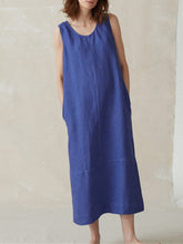 Load image into Gallery viewer, Sleeveless Round Neck Women&#39;S Cotton And Linen Dress