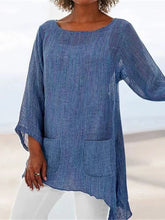 Load image into Gallery viewer, Cotton And Linen Irregular Hem Women&#39;S Top