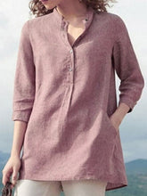Load image into Gallery viewer, Loose Cotton And Linen Women'S Stand-Up Collar Shirt