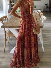 Load image into Gallery viewer, Women Bohemian V-Neck Print Maxi Dress