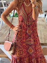 Load image into Gallery viewer, Women Bohemian V-Neck Print Maxi Dress