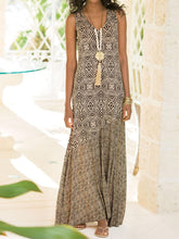 Load image into Gallery viewer, Women Bohemian Sleeveless Geometric Printed Maxi Dress