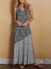 Load image into Gallery viewer, Women Bohemian Sleeveless Geometric Printed Maxi Dress