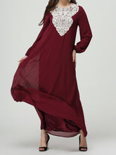 Load image into Gallery viewer, Women&#39;S Round Neck Lace Long Sleeve Loose Long Dress