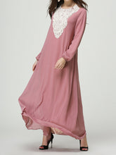 Load image into Gallery viewer, Women&#39;S Round Neck Lace Long Sleeve Loose Long Dress