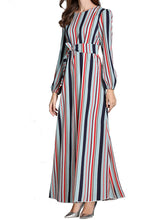 Load image into Gallery viewer, Casual Round Neck Slim Striped Long Sleeve Dress