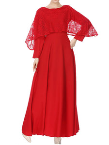 Women'S Round Neck Lace Stitching Ethnic Dress