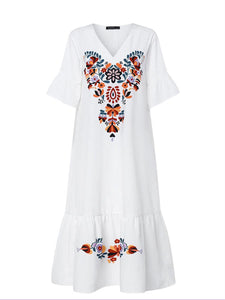 Spring And Summer Print Ethnic Style Women'S Dress