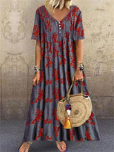 Load image into Gallery viewer, Cotton And Linen Retro Print Popular Women&#39;S Dress