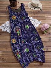 Load image into Gallery viewer, Ethnic Holiday Printing Round Neck Sleeveless Casual Dress