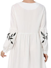 Load image into Gallery viewer, Chiffon Embroidered Round Neck Long Sleeve Dress