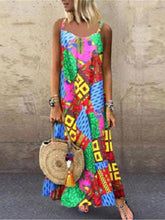 Load image into Gallery viewer, Bohemian Holiday Dress Fashion Color Printing Sling Casual Dress