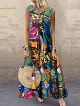 Load image into Gallery viewer, Ethnic Style Round Neck Abstract Print Sleeveless Holiday Dress