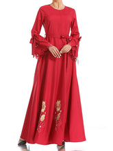 Load image into Gallery viewer, Ethnic Style Embroidered Long-Sleeved Burnt Flower Lace Dress