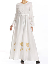 Load image into Gallery viewer, Ethnic Style Embroidered Long-Sleeved Burnt Flower Lace Dress