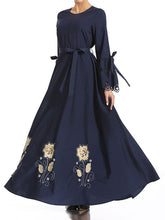 Load image into Gallery viewer, Ethnic Style Embroidered Long-Sleeved Burnt Flower Lace Dress