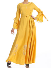 Load image into Gallery viewer, Ethnic Style Embroidered Long-Sleeved Burnt Flower Lace Dress