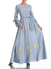 Load image into Gallery viewer, Ethnic Style Embroidered Long-Sleeved Burnt Flower Lace Dress