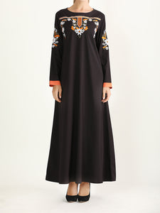 Ethnic Style Embroidered Waist Slimming Long Dress