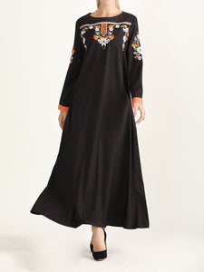 Ethnic Style Embroidered Waist Slimming Long Dress