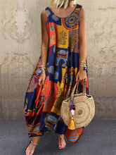 Load image into Gallery viewer, Vintage Abstract Print Loose Sleeveless Casual Dress