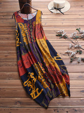 Load image into Gallery viewer, Vintage Abstract Print Loose Sleeveless Casual Dress