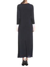 Load image into Gallery viewer, Round Neck Contrast Color Slim Long Sleeve Dress