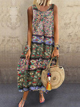 Load image into Gallery viewer, Retro Loose Print Lantern Dress Sleeveless Casual Dress