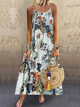 Load image into Gallery viewer, Flower Printed Suspender Dresses Holiday Beach Midi Dress