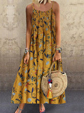 Load image into Gallery viewer, Flower Printed Suspender Dresses Holiday Beach Midi Dress