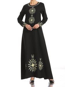 Embroidered Slim-Fit Ethnic Style Big Swing Dress