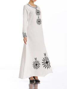 Embroidered Slim-Fit Ethnic Style Big Swing Dress