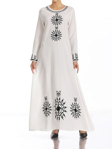 Embroidered Slim-Fit Ethnic Style Big Swing Dress