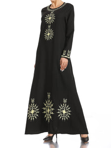 Embroidered Slim-Fit Ethnic Style Big Swing Dress