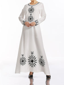 Embroidered Slim-Fit Ethnic Style Big Swing Dress