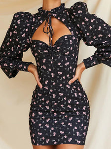 Fashionable Sexy Printed Hollow Dress