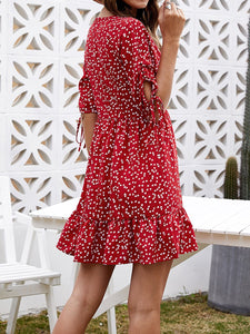 Deep V-neck Lace Floral Dress