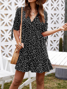 Deep V-neck Lace Floral Dress