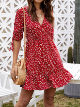 Load image into Gallery viewer, Deep V-neck Lace Floral Dress