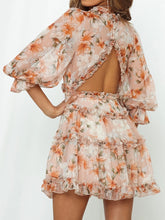 Load image into Gallery viewer, Sweet Chiffon Printed V-Neck Ruffle Mini Dress