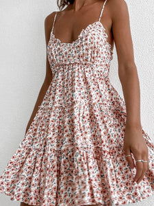 Floral Print Sweet Sling Mini Dress