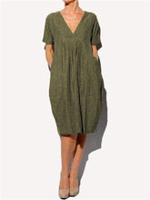 Load image into Gallery viewer, Pleated V-Neck Women&#39;S Dress