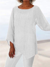 Load image into Gallery viewer, Irregular Hem Cotton And Linen Women'S Top