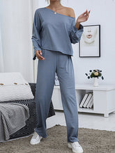 Load image into Gallery viewer, Casual Set Strapless Long-sleeved T-shirt Trousers Two-peice Suit