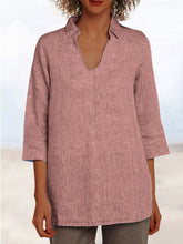 Load image into Gallery viewer, Literary Cotton And Linen Ladies Short Sleeve Shirt